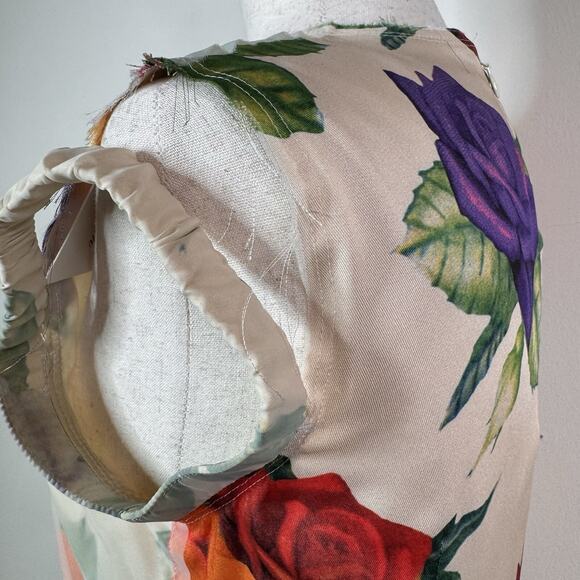 Commission Cold Shoulder Sheath Dress Organza Floral Raw Edge Avant Garde Size 4 - Picture 9 of 14